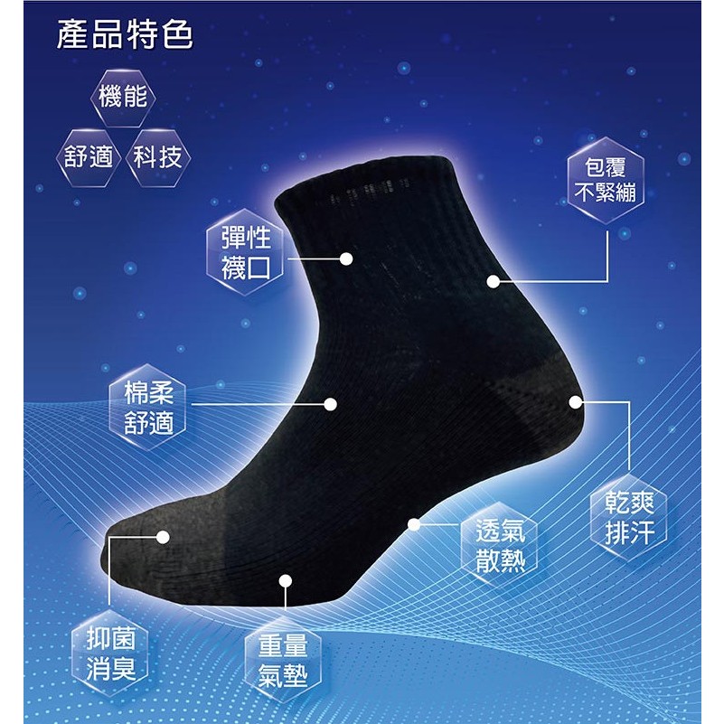 【BVD】石墨烯1/2乾爽氣墊男襪-加厚-4入-B582 襪子/短襪/除臭襪, , large