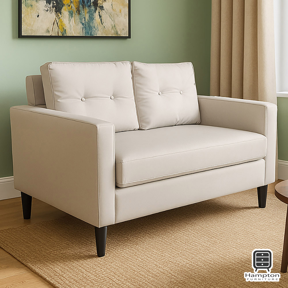 【Hampton 漢汀堡】安得烈皮面雙人沙發-卡其色