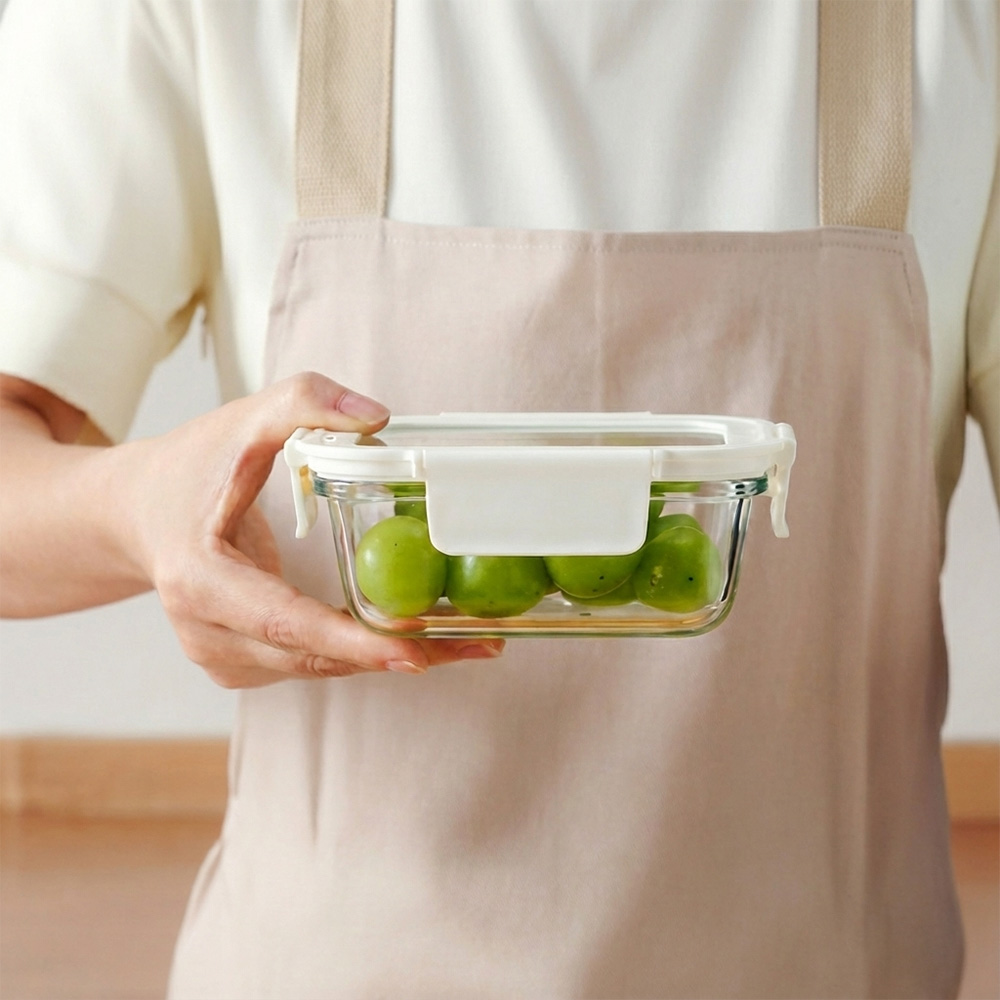 High Borosilicate Glass Food Container with Tempered Glass Lid