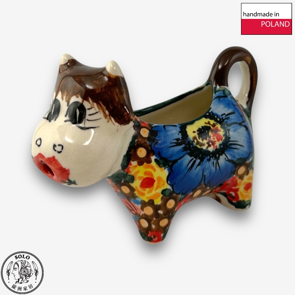 【SOLO Vintage】Cerraf Polish Pottery 60ml Cow Milk Jug Where Flowers Bloom Deeply Series Made in Poland, , large