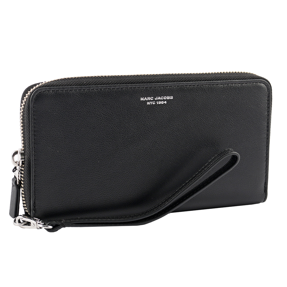 MARC JACOBS THE SLIM 84 山羊皮撞色附提把長夾/黑色, , large
