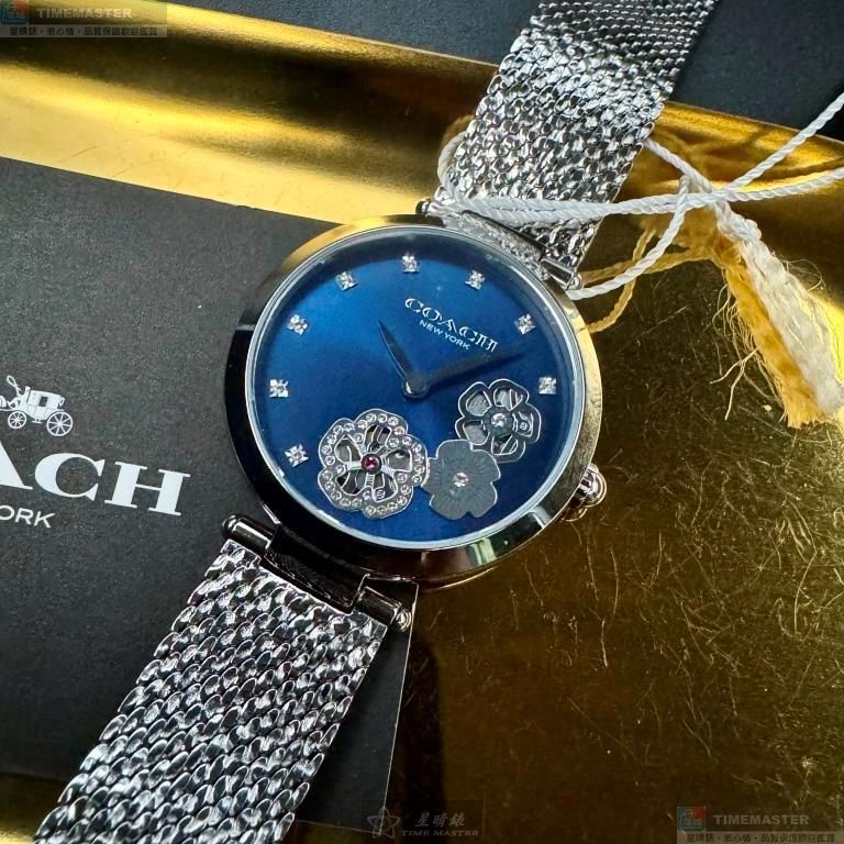 [星晴錶業]COACH手錶,34mm,CH00260銀寶藍色錶面銀錶殼銀色米蘭錶帶款, , large
