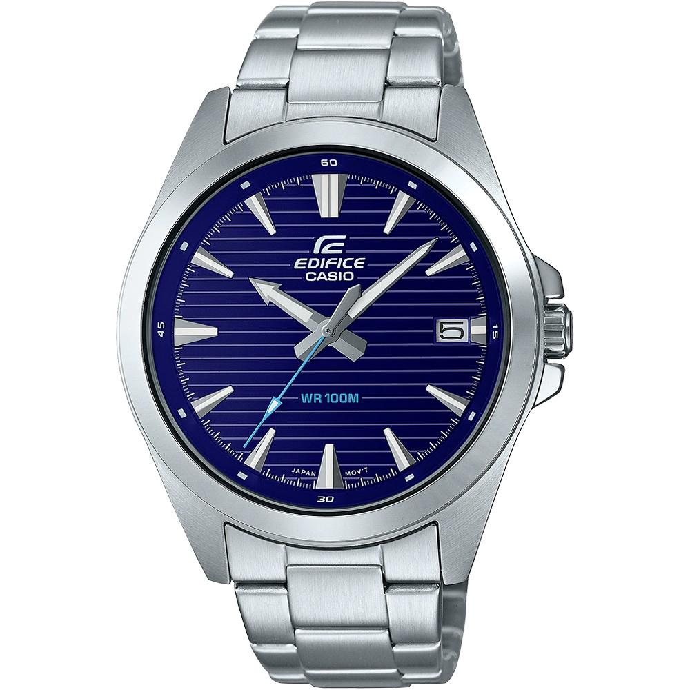 CASIO 卡西歐 EDIFICE 簡約運動風大三針手錶-藍 EFV-140D-2A, , large