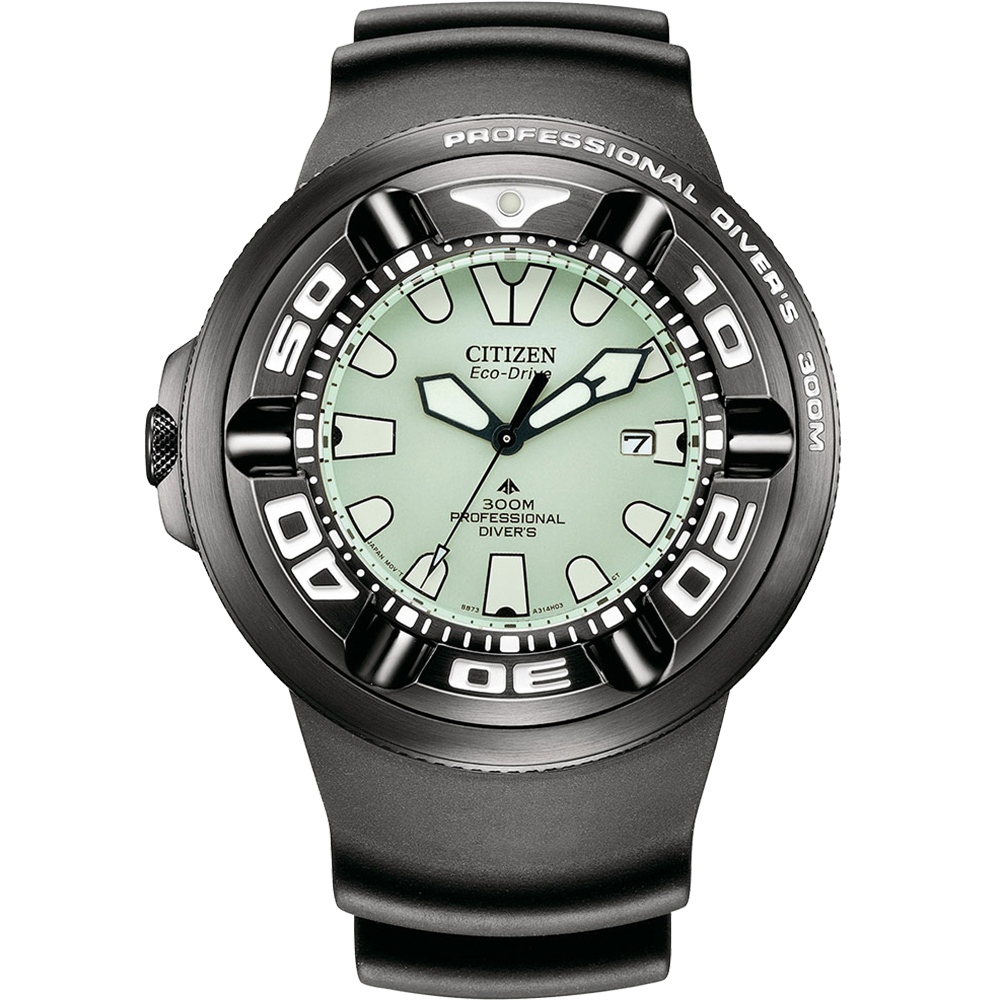 CITIZEN 星辰 PROMASTER 限量 光動能300米潛水手錶 送禮-黑x夜光 BJ8055-04X