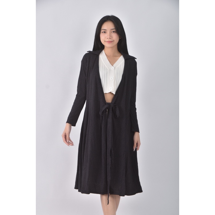(S) uniqlo質感棉質點點黑色罩衫二手衣, , large