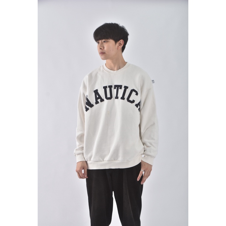 (L) 【范姜彥豐私服】nautica男裝落肩白色長袖上衣二手衣, , large