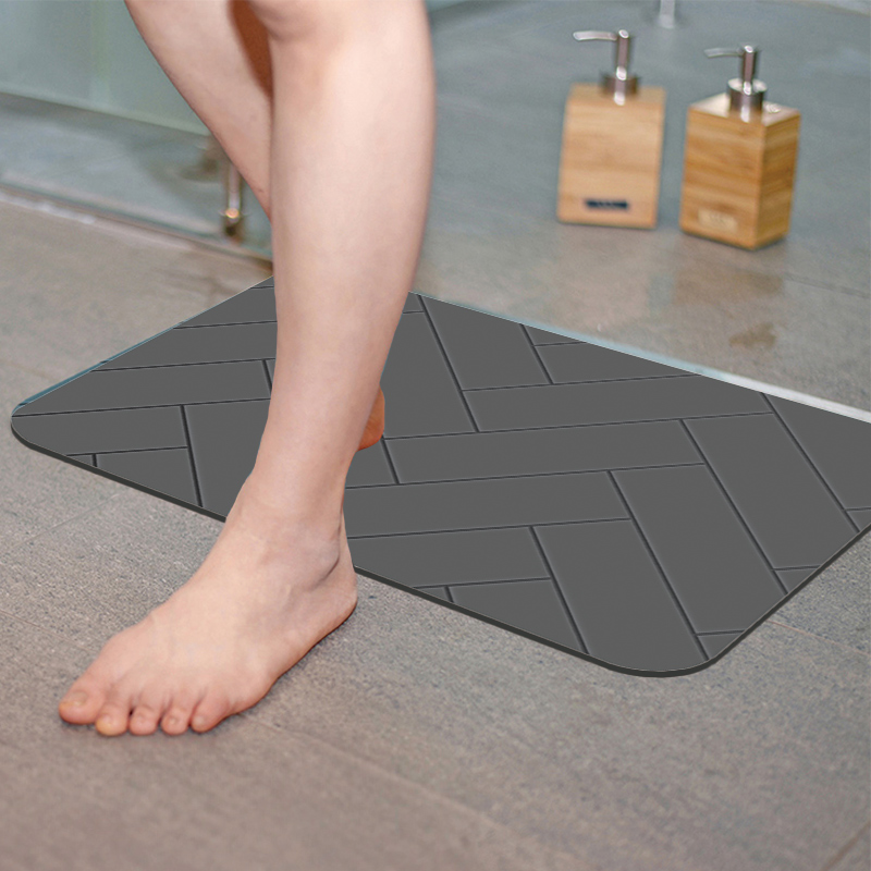 【Monster】 Soft Diatomaceous Earth Absorbent Mat – Slate Pattern Series (60x40cm) – Mineral Gray, , large