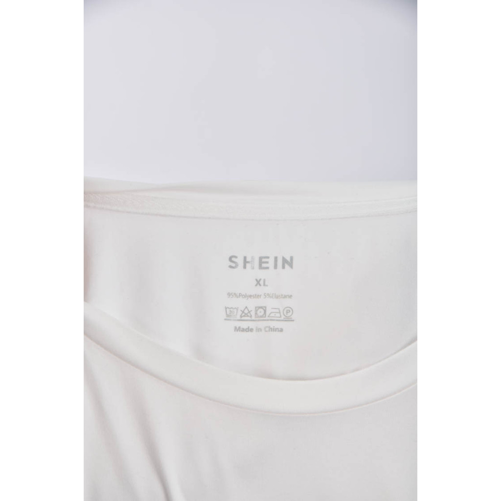 (F) shein大圖白色短袖上衣二手衣, , large