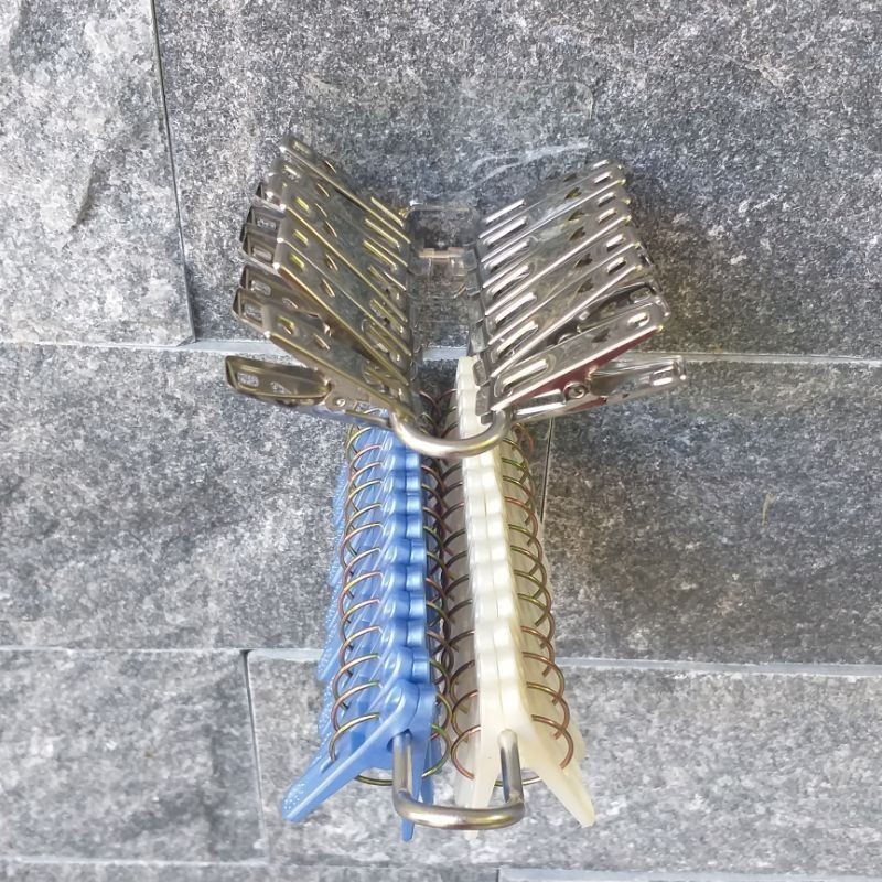 [熊好貼國際]衣夾兼掛衣架 (一體成型 304不鏽鋼) 凹凸.紋路牆面可貼(超黏貼)平滑面（重複貼）無痕掛勾掛鈎, , large