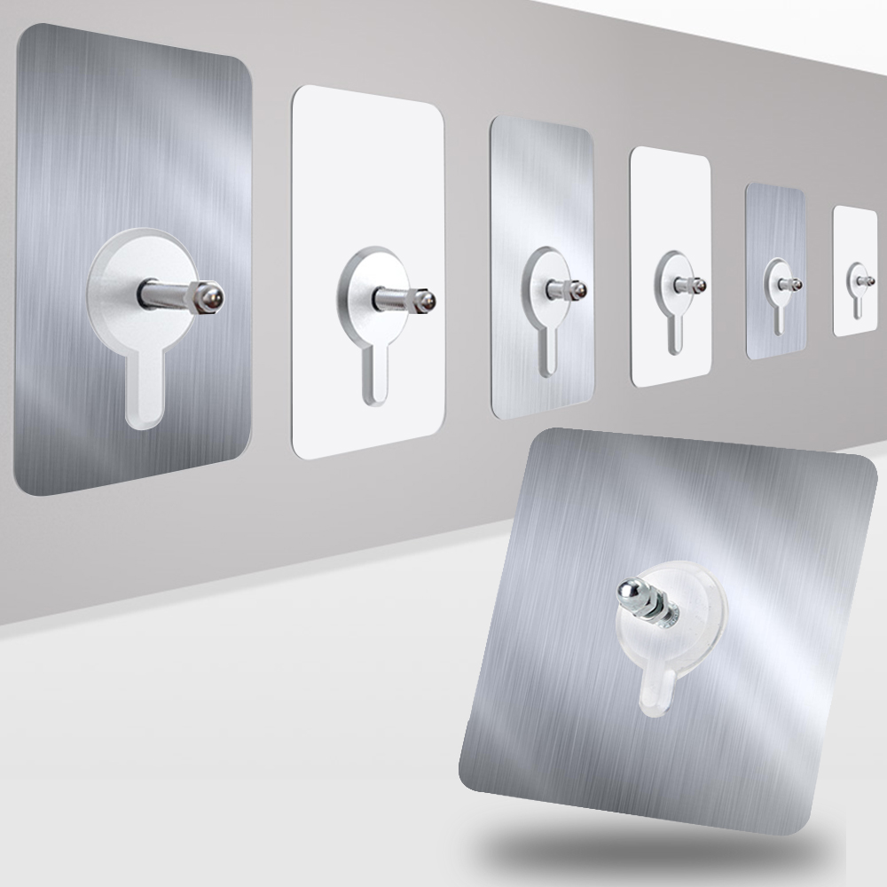 G+ Home No-Assembly Heavy-Duty Large Adhesive Screw Hook Set (6 pcs, 8&times;8 cm) &ndash; 8mm Silver, , large