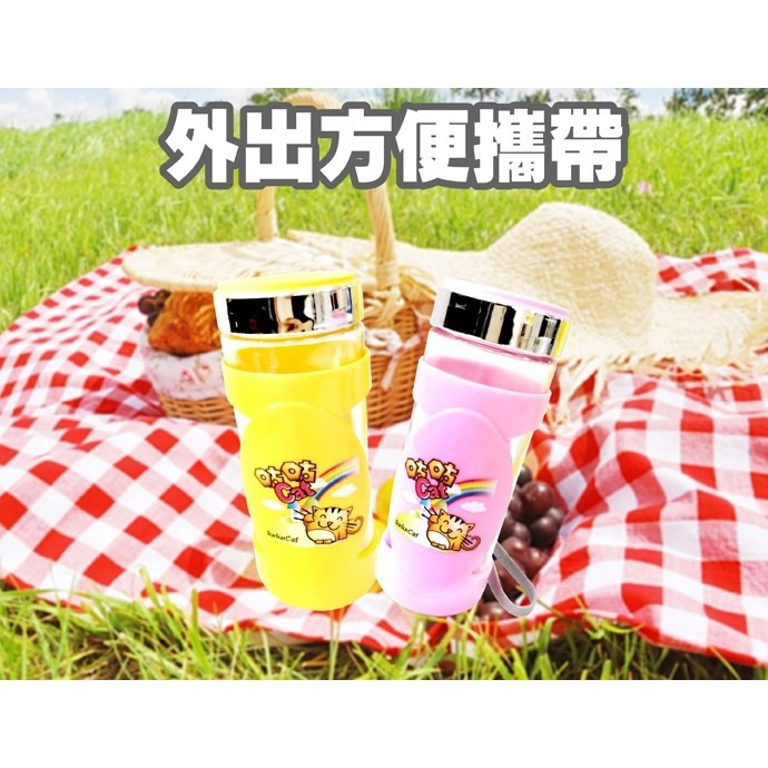 GS MALL 台灣製造 一組2入 400cc 咕咕貓玻璃水杯 咕咕貓水瓶 玻璃水杯 馬克杯 玻璃水壺 冷水壺 隨身杯, , large
