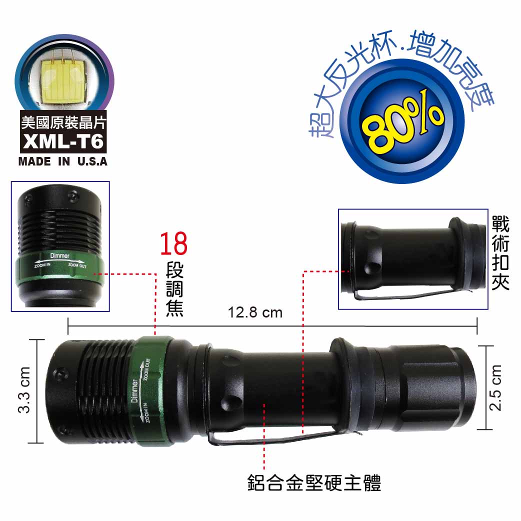 25W Adjustable Focus LED Flashlight, Work Light, Searchlight, Camping Light, Bicycle Light, Rechargeable, Rotary Focus, Waterproof GK-LCA15
, , large