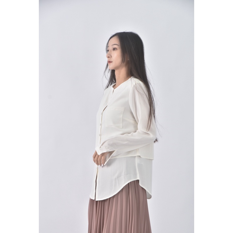 (S) nautica質感假兩件白色長袖上衣二手衣, , large