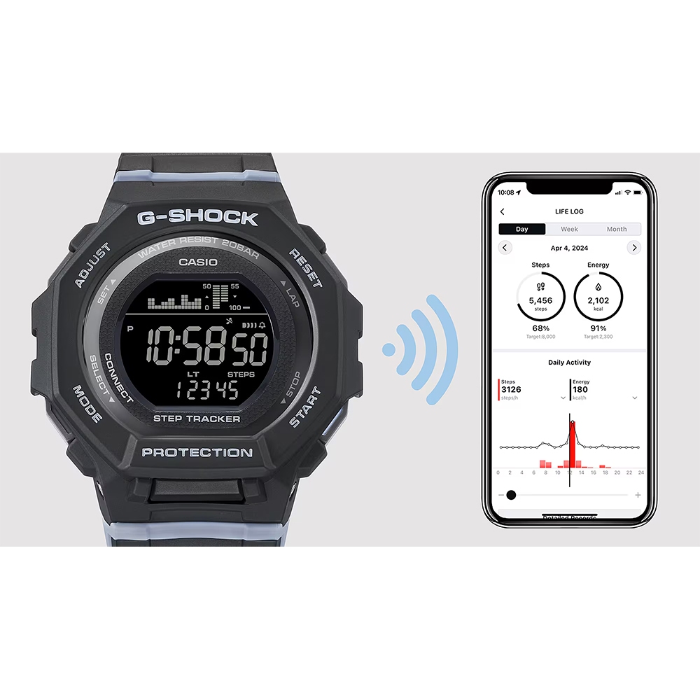 CASIO 卡西歐 G-SHOCK 計步藍芽手錶 柔和色調女錶 GMD-B300-1, , large