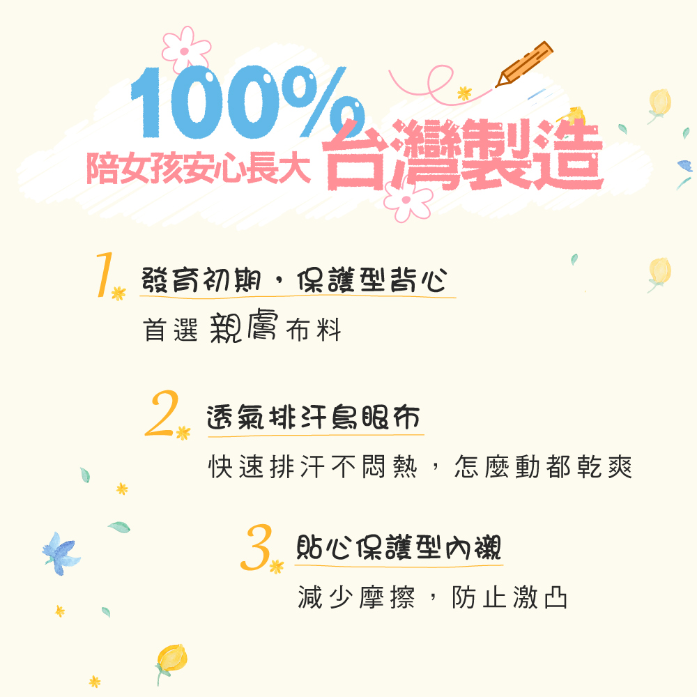 【Clany 可蘭霓】 台灣製無鋼圈少女學生背心胸衣｜成長型內衣 S-2XL｜涼感透氣 吸濕排汗 8088-51 寶寶藍, , large