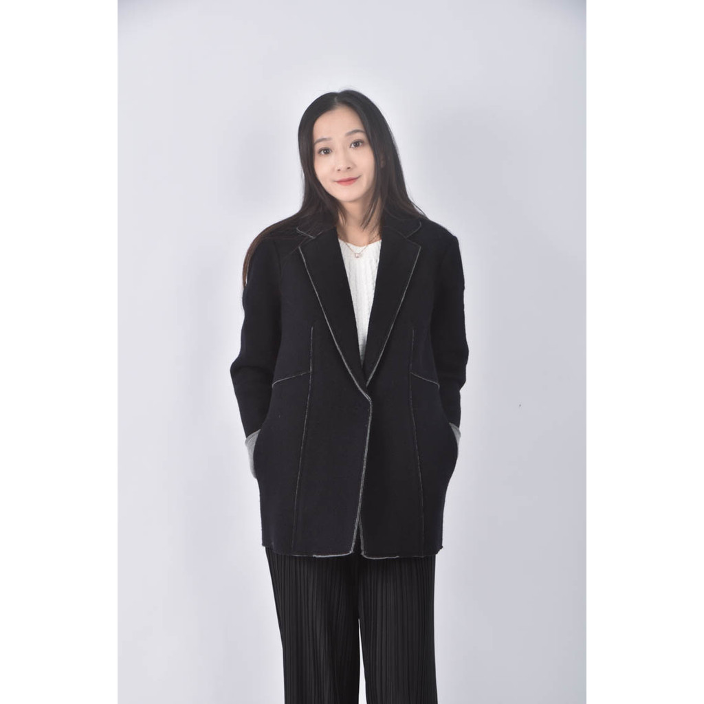 (S) jill stuart質感羊毛純羊毛黑色外套二手衣, , large