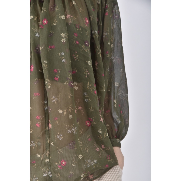 (S) uniqlo碎花綠色長袖上衣二手衣, , large