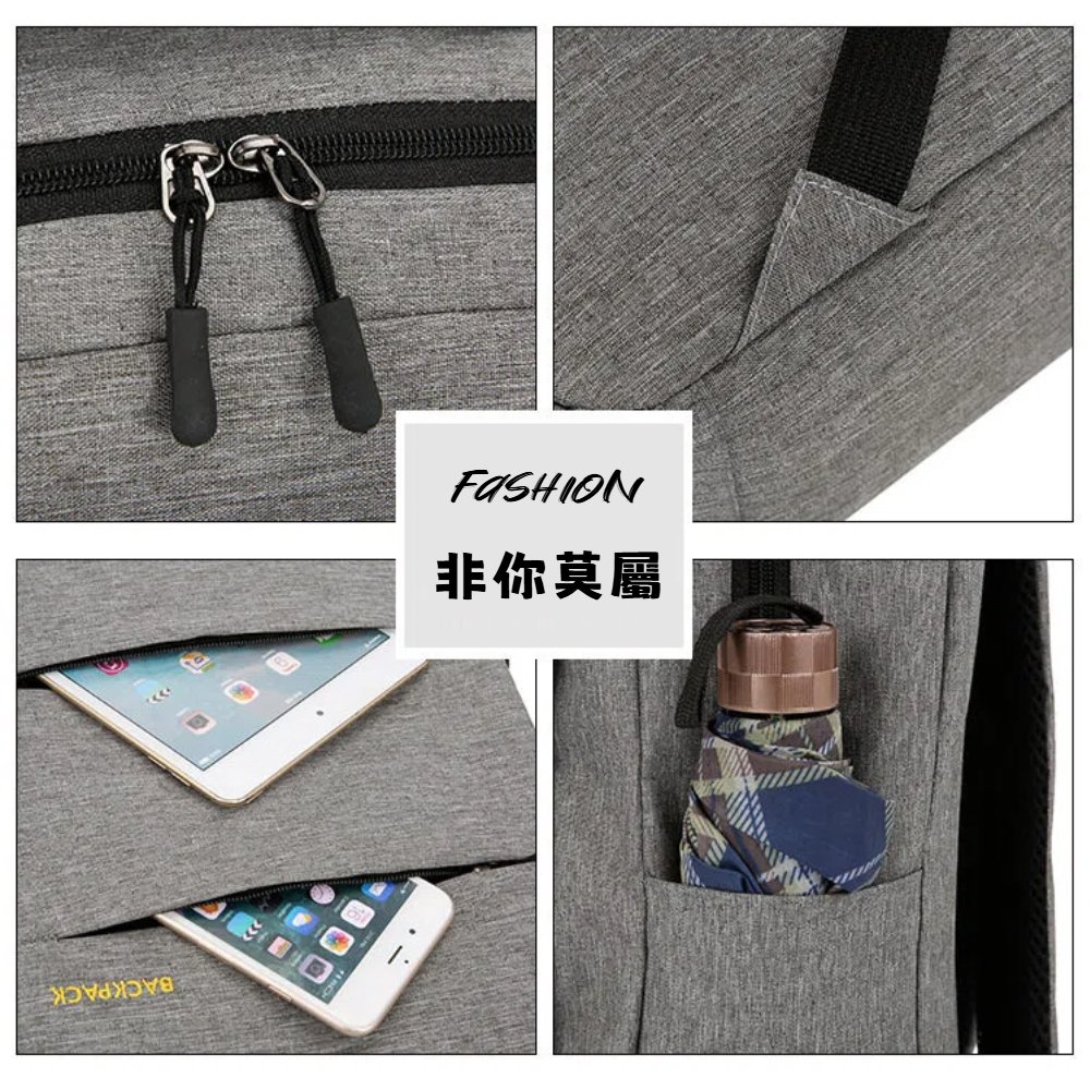 【A&R】三件組 超值時尚USB充電背包組 藍色, , large