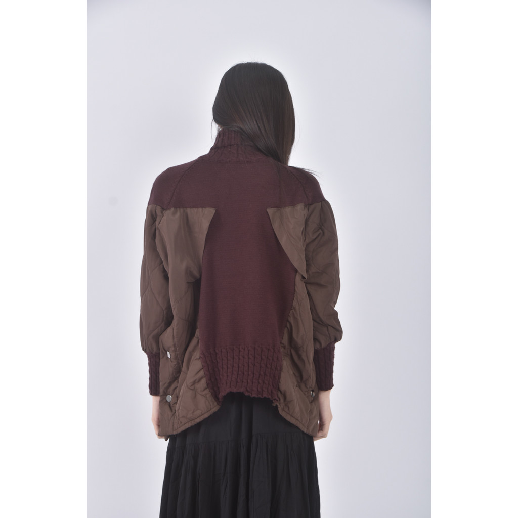 (M) 質感高領棕色長袖上衣二手衣, , large