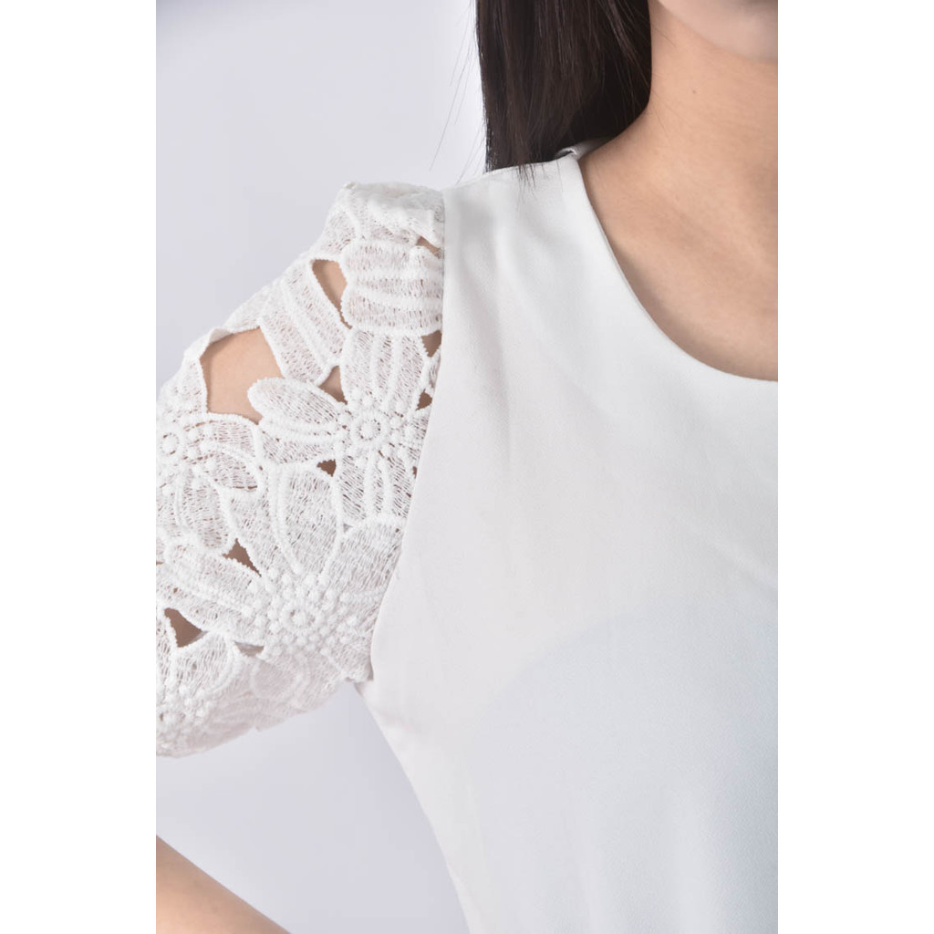 (S) bronze韓牌花卉白色短袖上衣二手衣, , large