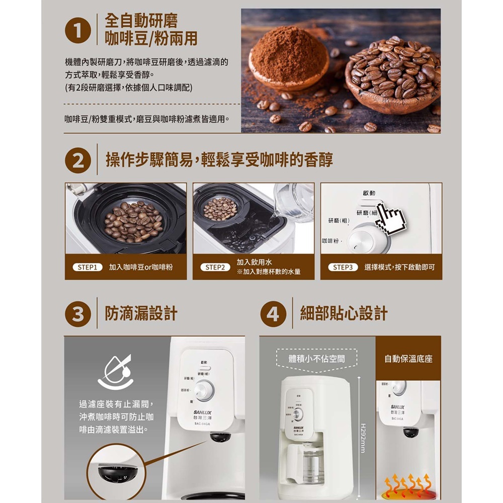 SANLUX Sanyo Taiwan 4-Cup American Coffee Machine SAC-04GA, , large