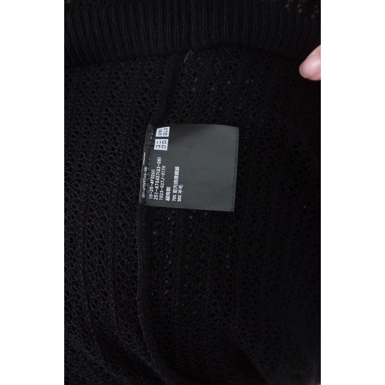 (L) uniqlo質感羊毛黑色長袖上衣二手衣, , large
