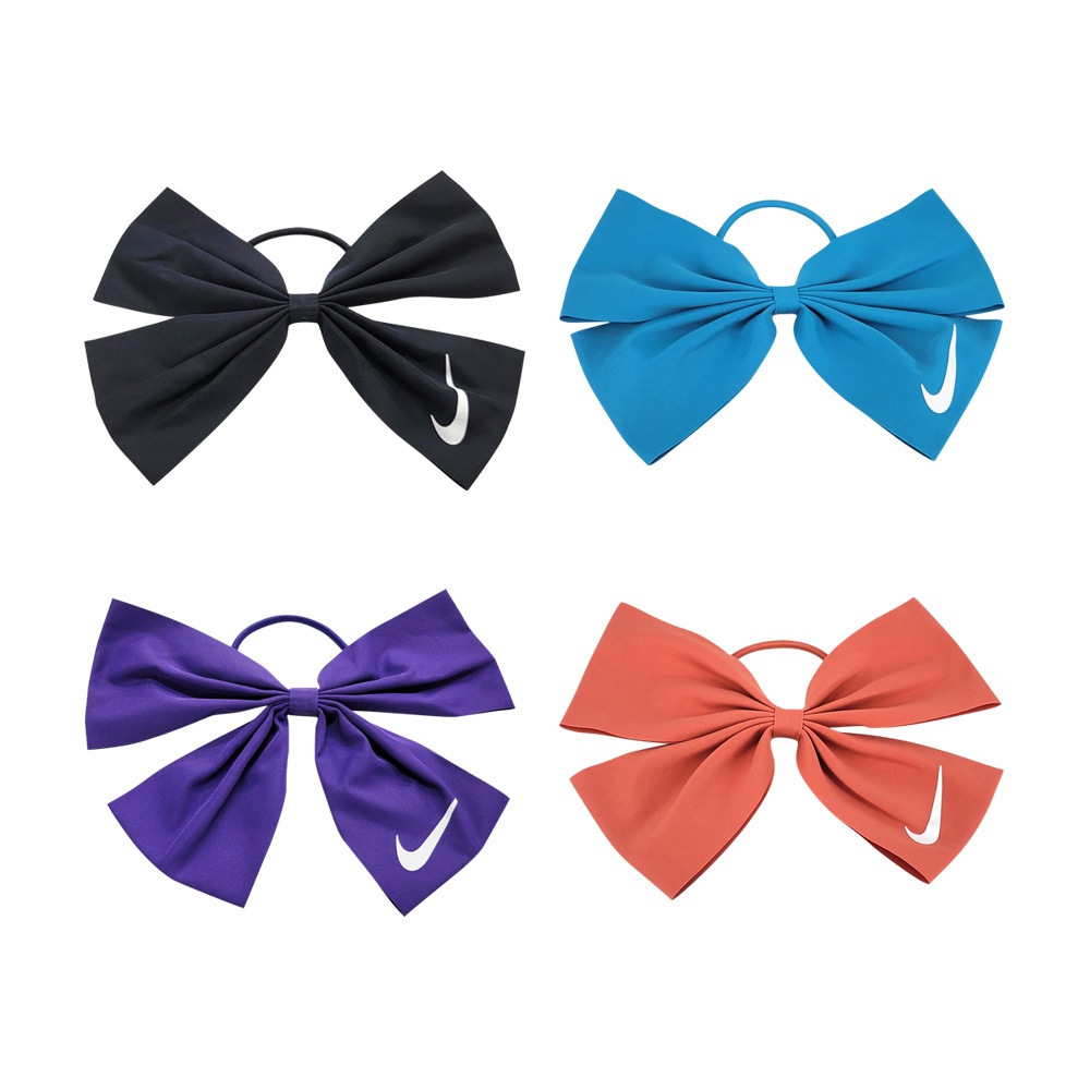 NIKE BOW 髮圈 髮飾 髮束 髮繩 頭飾 休閒 逛街 運動 蝴蝶結 簡約 時尚 純色 彈性 多色 黑 藍 紫 橘, , large