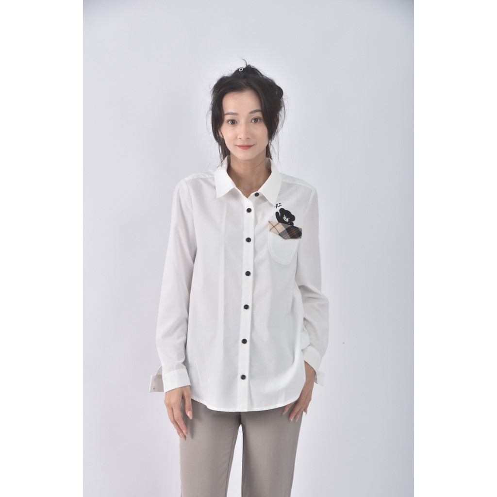 (M) kinloch anderson質感西裝格紋白色長袖上衣二手衣, , large