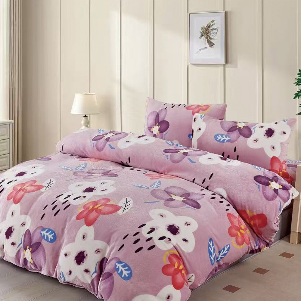 【Galatea葛拉蒂】法蘭絨冬季雙人床包四件組 草莓花卉, , large