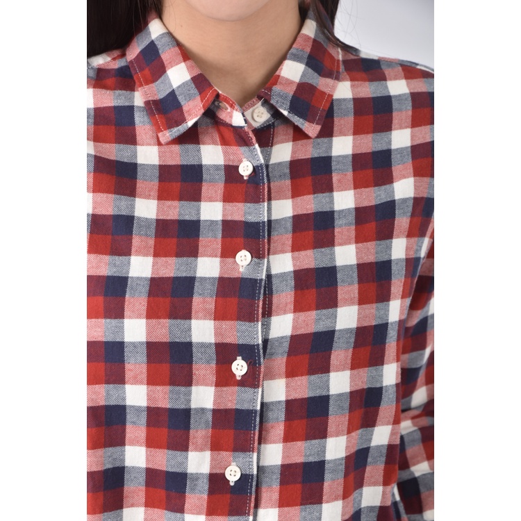 (S) uniqlo質感棉質純棉格紋紅色長袖上衣二手衣, , large