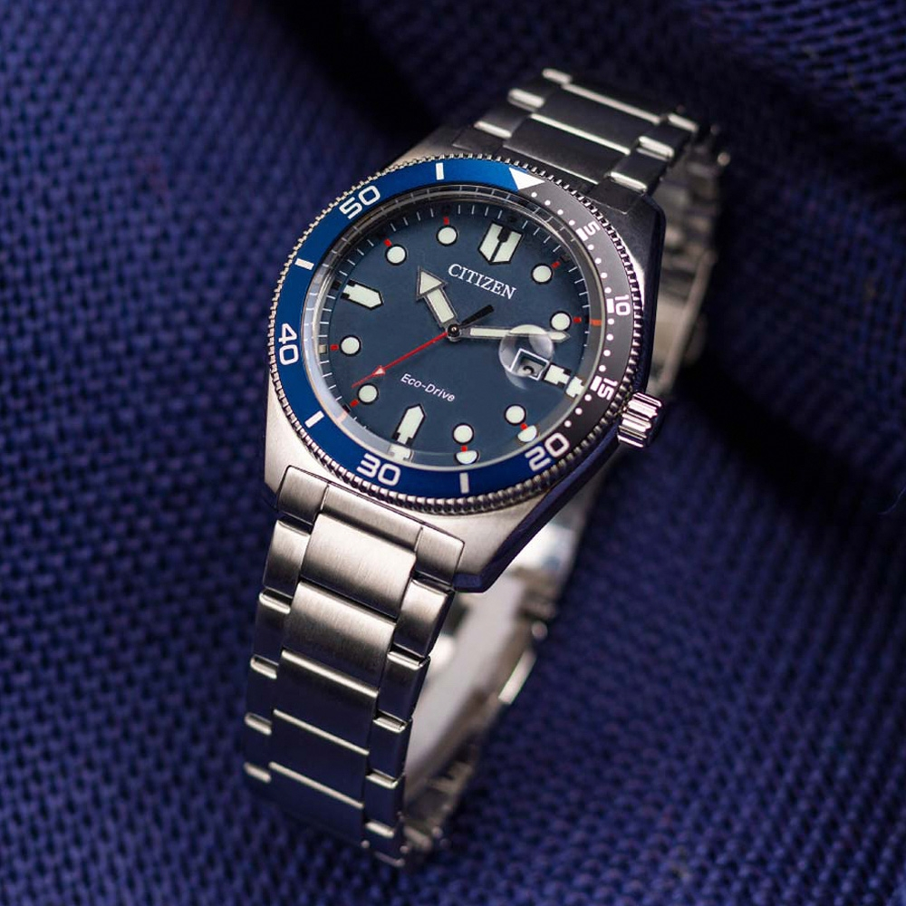 CITIZEN 星辰 光動能潮男時尚大三針手錶-普魯士藍 AW1761-89L, , large