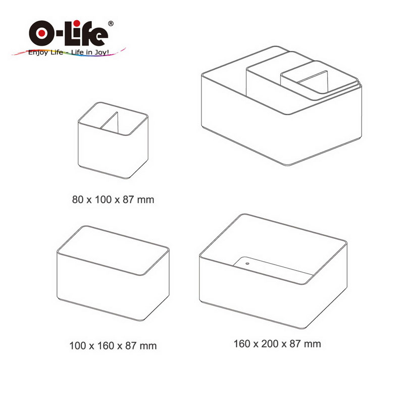 B-012 stacking storage box-red 3-piece set, , large