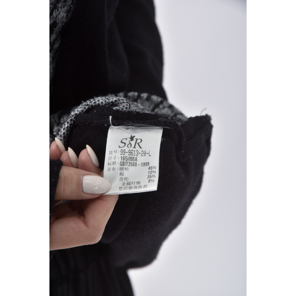 (L) 假兩件黑色長袖上衣二手衣, , large