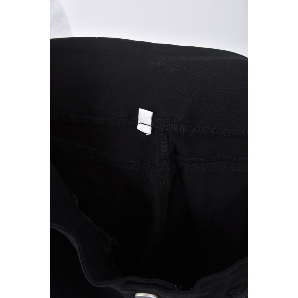 (2XL) 高腰丹寧牛仔質感黑色長褲二手衣, , large