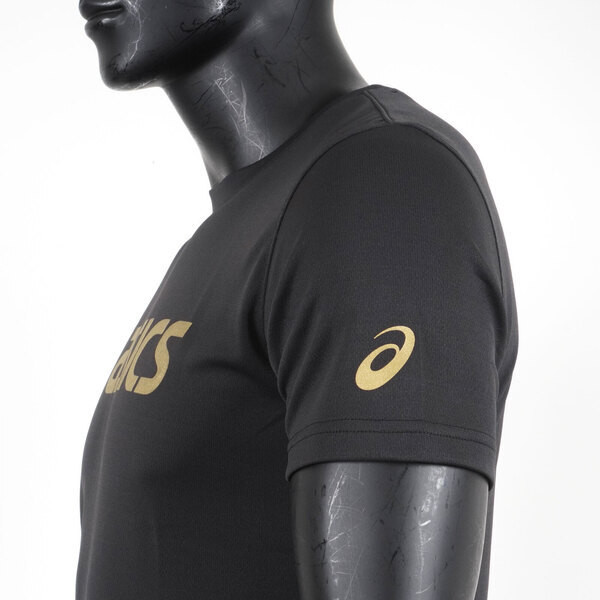 Asics 男女 短袖 T恤 運動 透氣 吸濕 快乾 抗UV 台灣製 延續 黑金 [K31415-90A], , large