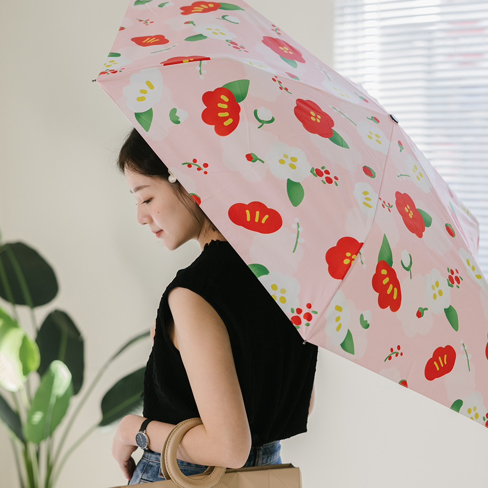 【rento】 防曬黑膠安全自動傘-山茶, , large