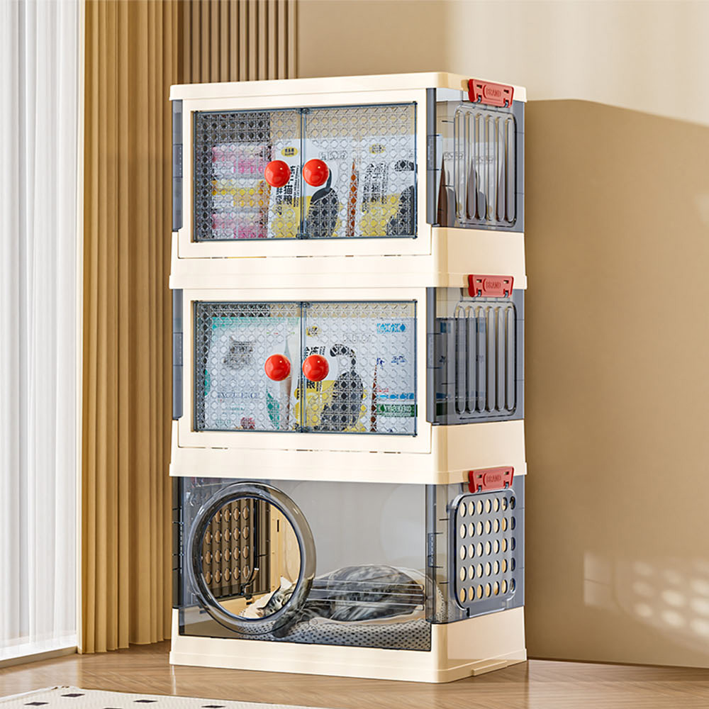 【AOTTO】四季通用室內可拆貓窩折疊三層收納櫃(AL-243), , large