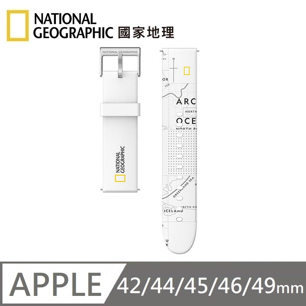 National Geographic Smart Apple Watch Strap Silicone Watchband Suitable for Apple Watch 42/44/45/46/49mm - White , , large