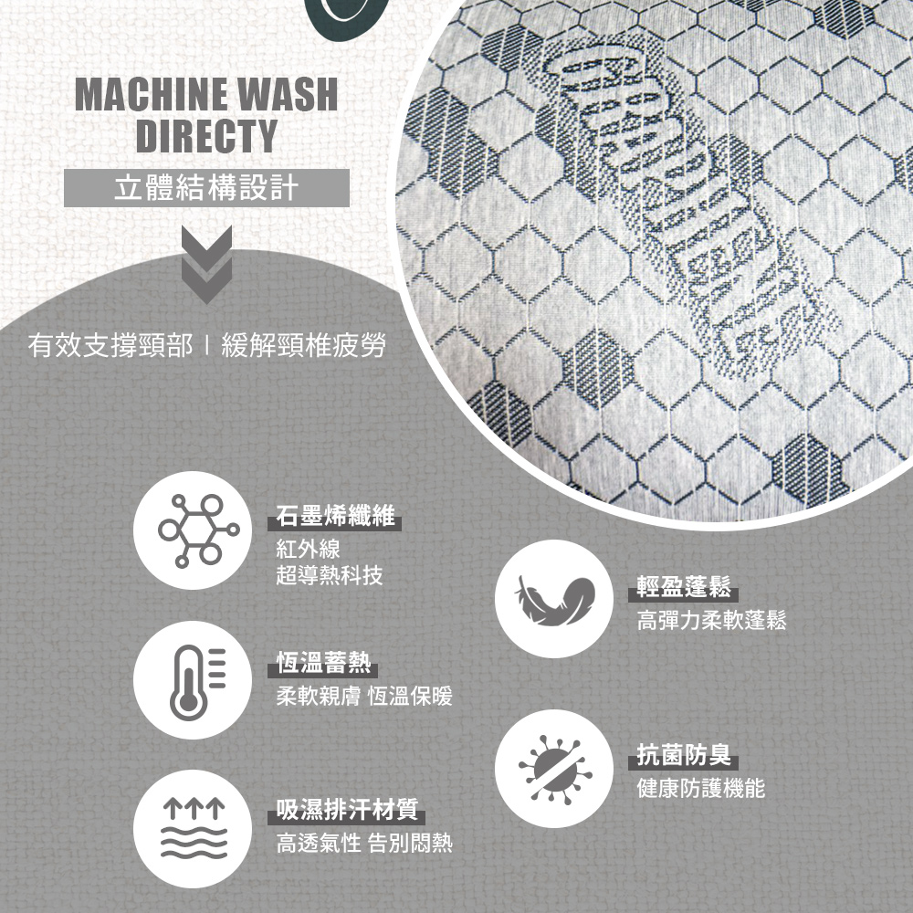 【Galatea 葛拉蒂】台製石墨烯遠紅外線透氣抗菌獨立筒枕 2入(枕頭/獨立筒/透氣枕), , large