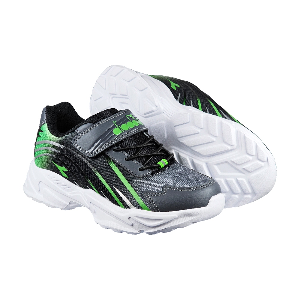 DIADORA迪亞多那 競速小將兒童運動鞋 童運動鞋 童鞋 寬楦 透氣 保護後跟 吸震 減壓 健康鞋墊 止滑 黑綠 粉紫, , large