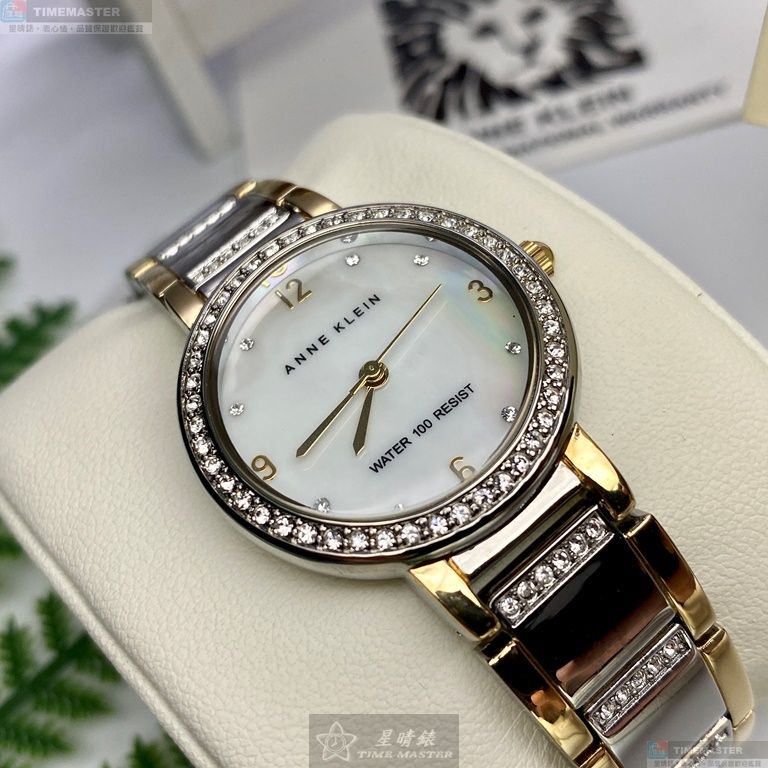 [星晴錶業]AnneKlein手錶,28mm,AN00631銀色錶面銀錶殼金銀相間精鋼錶帶款, , large