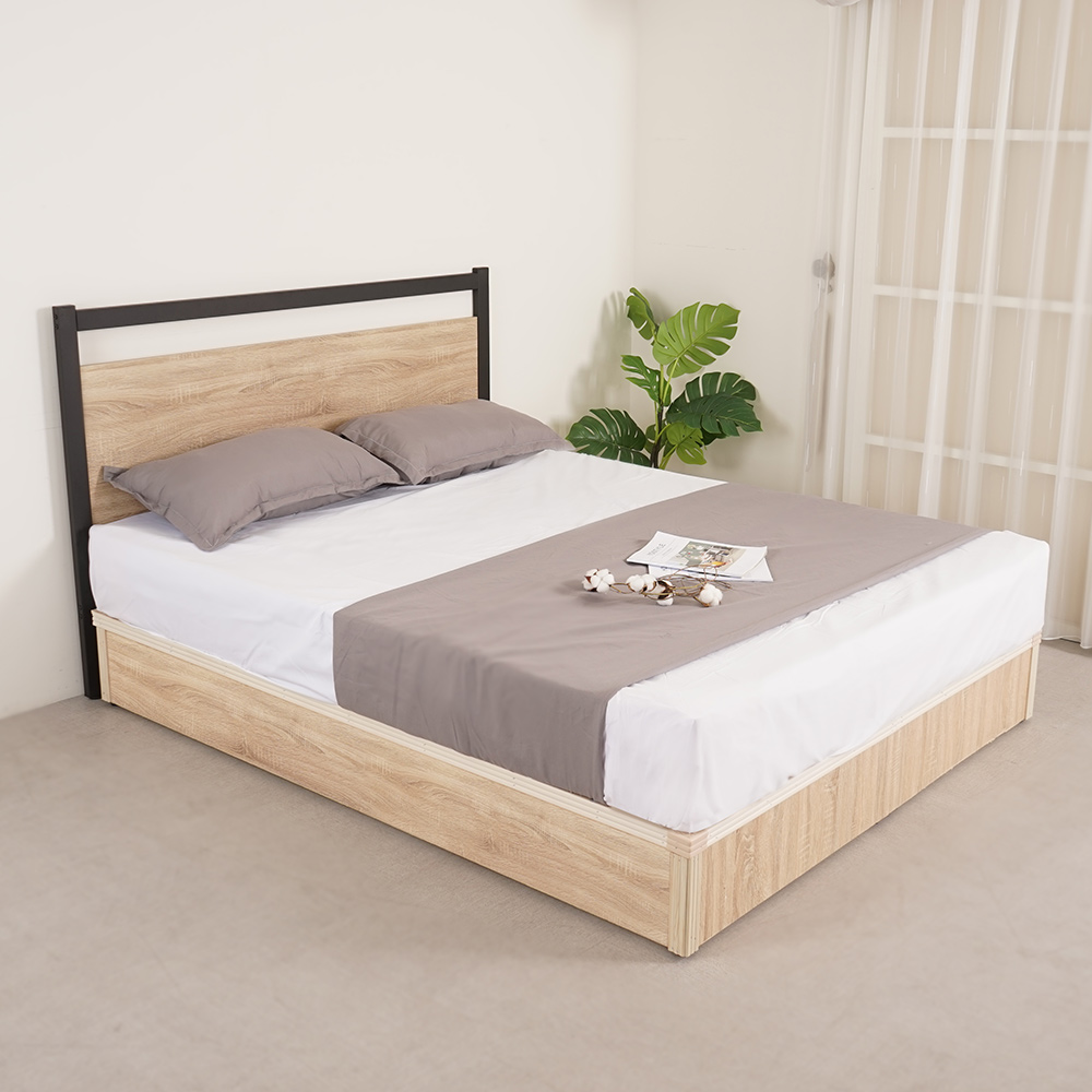 【Homelike】喜家居雙人加大6尺床台組(梧桐木)(2228), , large