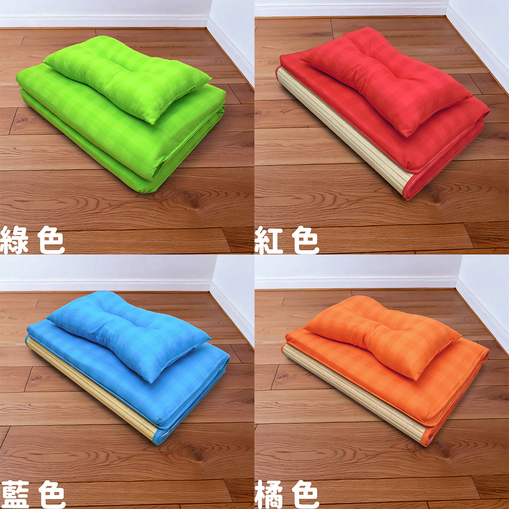 [台客嚴選] 經典格紋竹面單人透氣床墊-橘色 台灣製 學生床墊 單人床墊, 橘, large