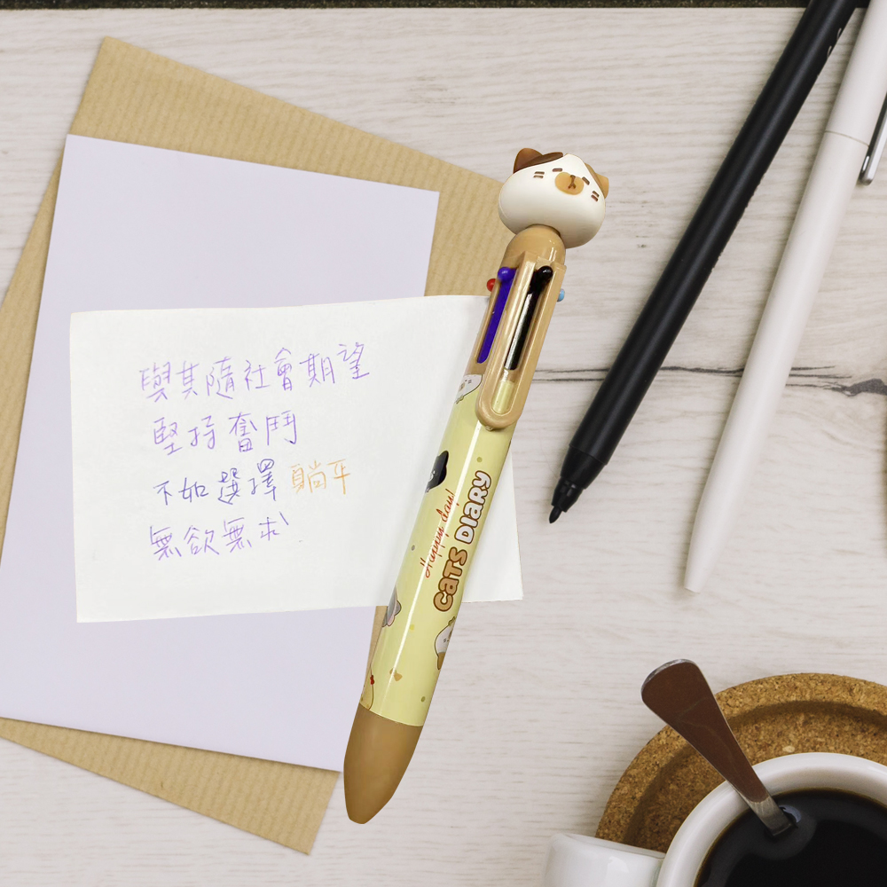 轉轉六色貓咪造型筆【3色可選】 圓珠筆 簽字筆 造型筆 原子筆 貓咪筆 按動筆 卡通按壓筆 可愛貓咪筆 文具 畢業季 開學季, , large
