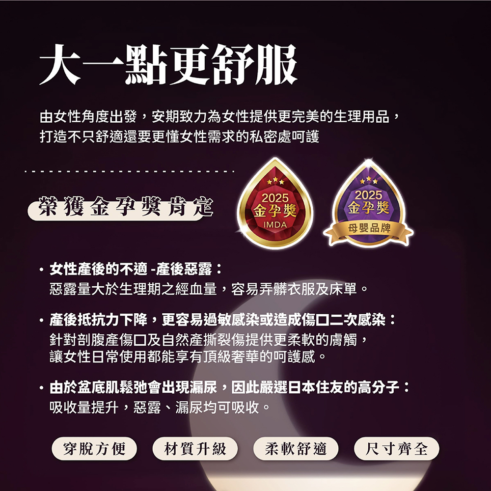 [安期 Anqi]隨心貼早晨褲褲型衛生棉(M-L/2片/包), , large