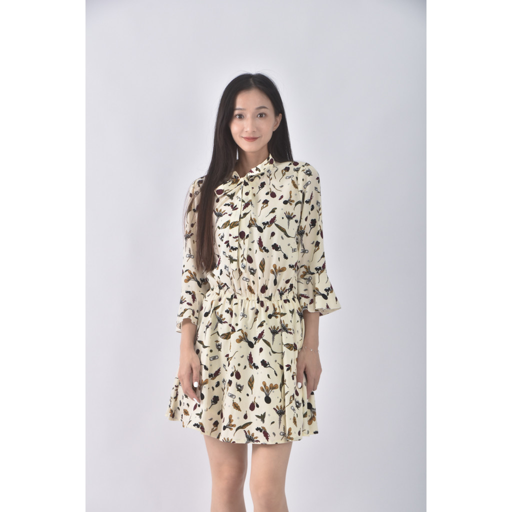 (S) 質感綁帶黃色洋裝二手衣, , large