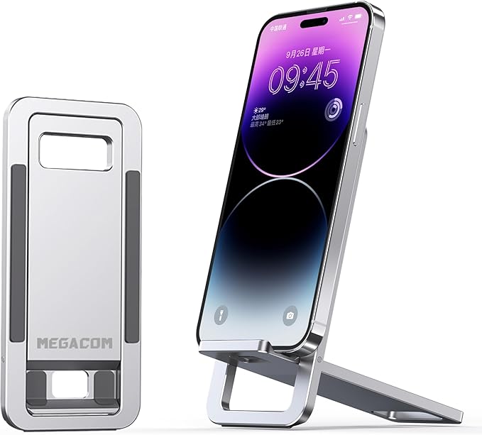 megacom Foldable Aluminum Adjustable Cell Phone Stand, , large