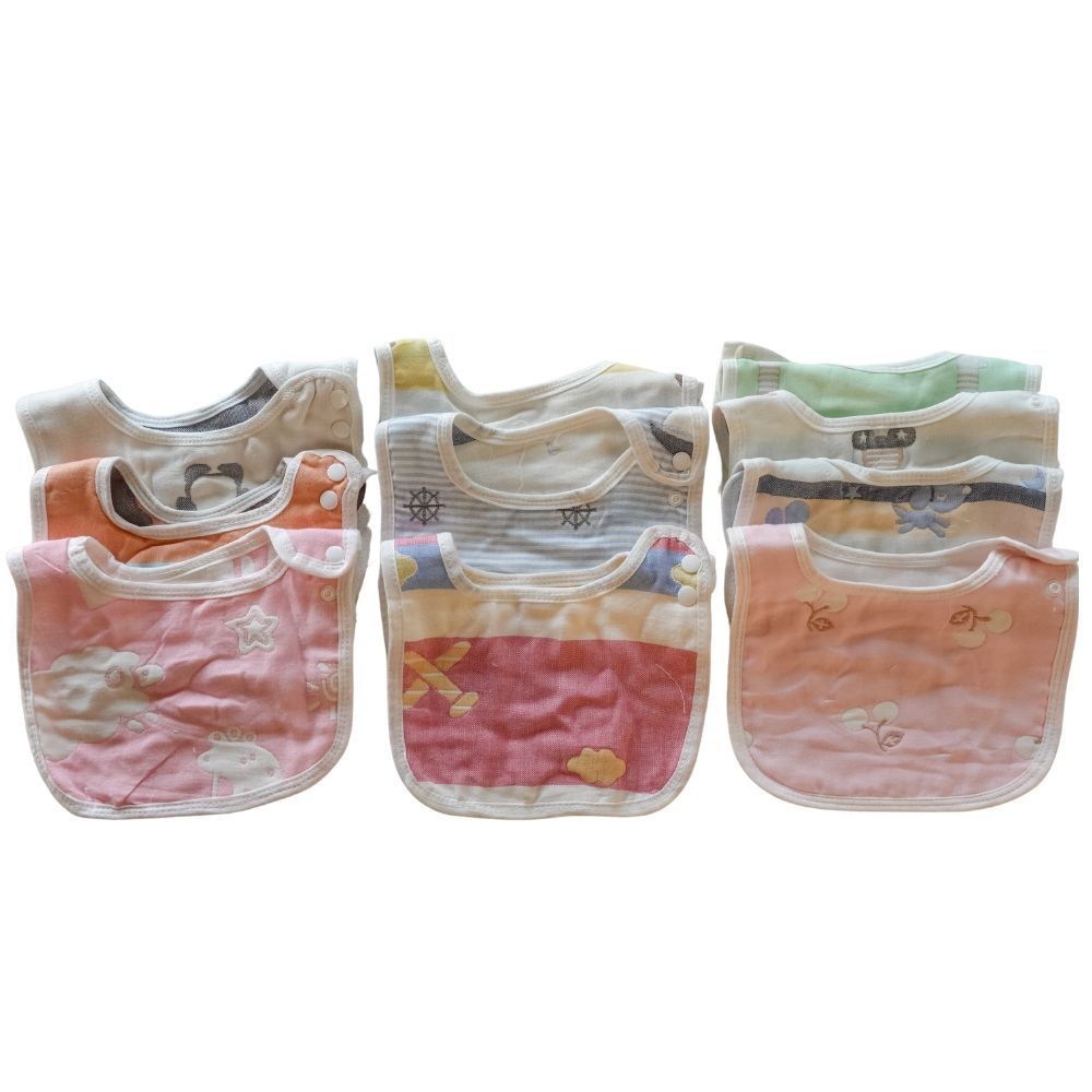 [Kaimei Cotton Industry] 7-pack, random, excellent, pure cotton 6-layer gauze bibs, unique large U-shaped design, baby bibs, breathable and absorbent, newborn bibs, male and female models, , large