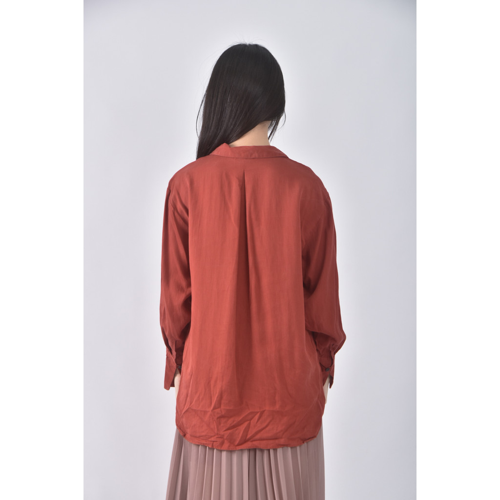 (M) uniqlo排扣紅色長袖上衣二手衣, , large