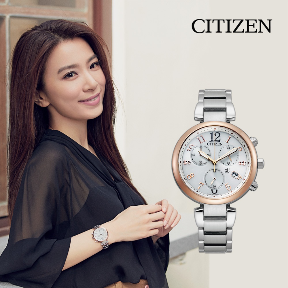 CITIZEN 星辰 XC 光動能計時女錶-玫瑰金/35mm FB1454-52A, , large